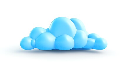 3D rendering of a fluffy blue cloud on a white background. The cloud is soft and puffy, and looks like it could float away at any moment.