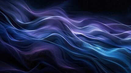 Fototapeta premium ethereal space waves shades of black blue and purple with grainy texture abstract background digital art