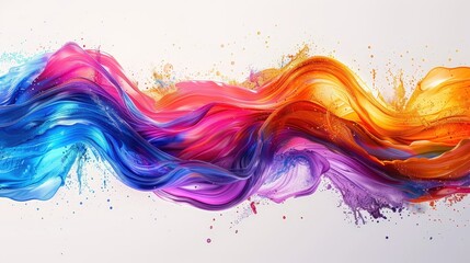 Abstract Colorful Liquid Waves on White Background
