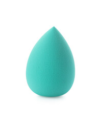 One turquoise makeup sponge isolated on white