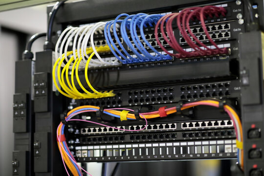 network data rack with networking equipment