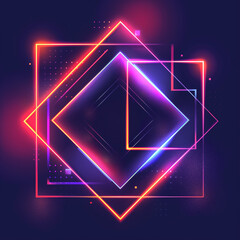 Naklejka premium Simple geometric neon lights glowing background