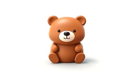 Cute 3D rendering of a brown teddy bear sitting on a white background.