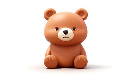 Obraz premium 3D rendering of a cute and cuddly teddy bear. The bear is sitting on a white background and has a friendly expression on its face.