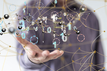 Neural network concept. Connected cells with links.