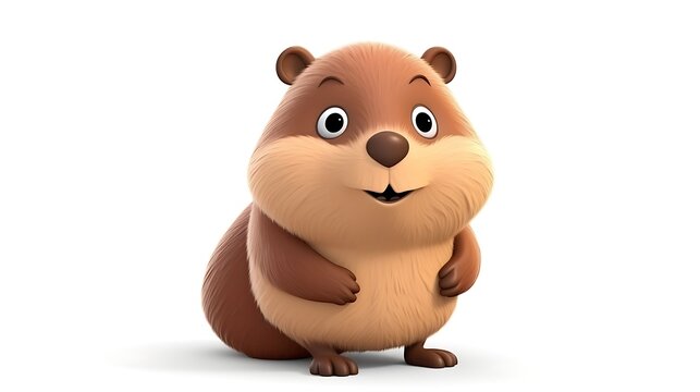 A cute and cuddly 3D rendering of a cartoon groundhog.