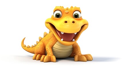 Cute and funny cartoon dinosaur with big eyes and toothy smile. Perfect for kids' book illustrations, game assets, or as a fun mascot.