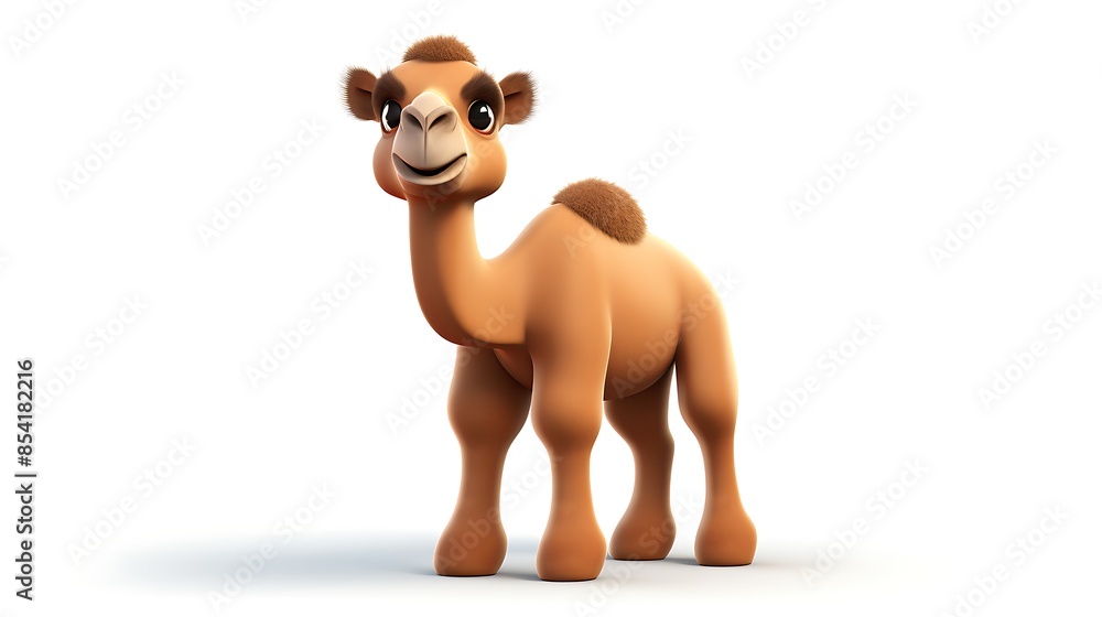 Aufkleber this is a 3d rendering of a cute and friendly camel. it has a light brown coat with a darker brown m