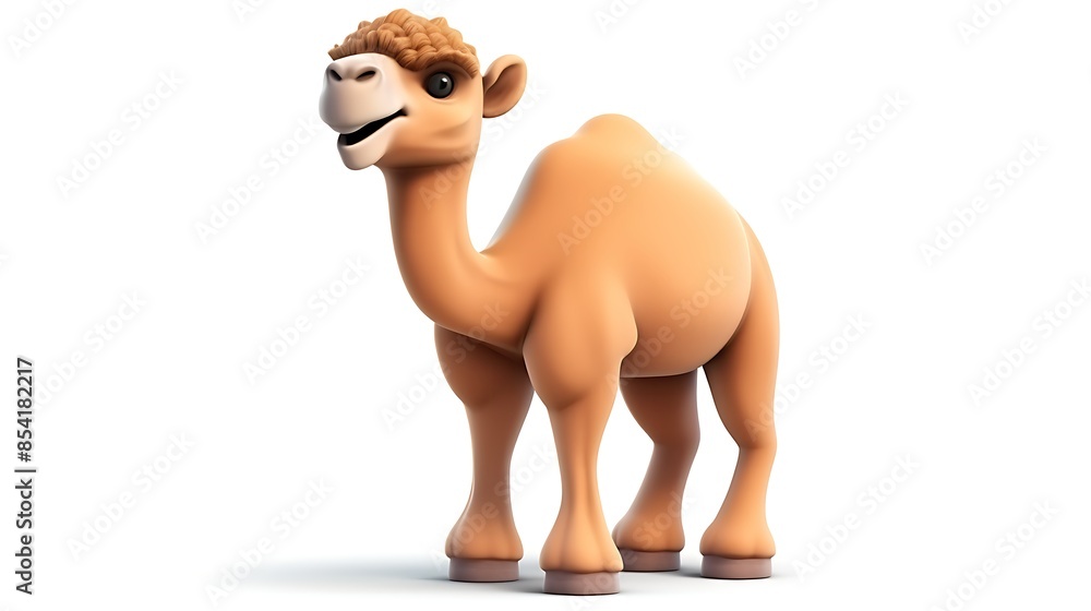 Aufkleber this is a 3d rendering of a cartoon camel. the camel is standing on a white background and looking a