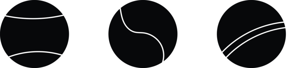 Set tennis ball icon. Set with tennis balls vector icons. Tennis balls black and yellow collection. Sport game. Tennis ball. Sport concept. Sports, fitness, activity. Vector illustration