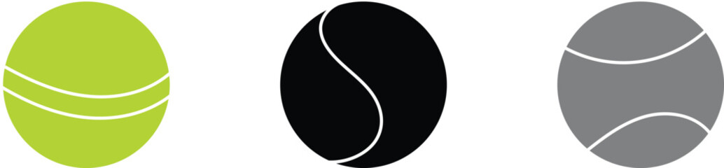 Set tennis ball icon. Set with tennis balls vector icons. Tennis balls black and yellow collection. Sport game. Tennis ball. Sport concept. Sports, fitness, activity. Vector illustration