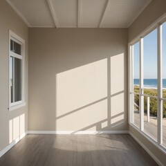 Soothing Coastal Vibes Blank Canvas in Sunlit Beach House Interior