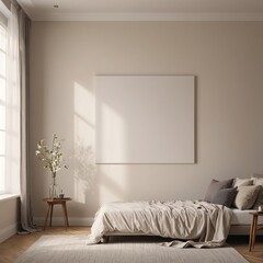 Minimalist Blank Canvas Hanging in Eclectic Home Interior