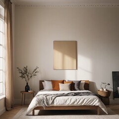 Minimalist Blank Canvas Hanging in Eclectic Home Interior