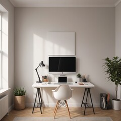 Minimalist Home Office Blank Canvas Wall Art