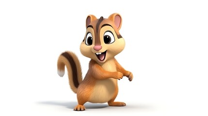 This is an image of a cute squirrel standing on its hind legs with a happy expression on its face.