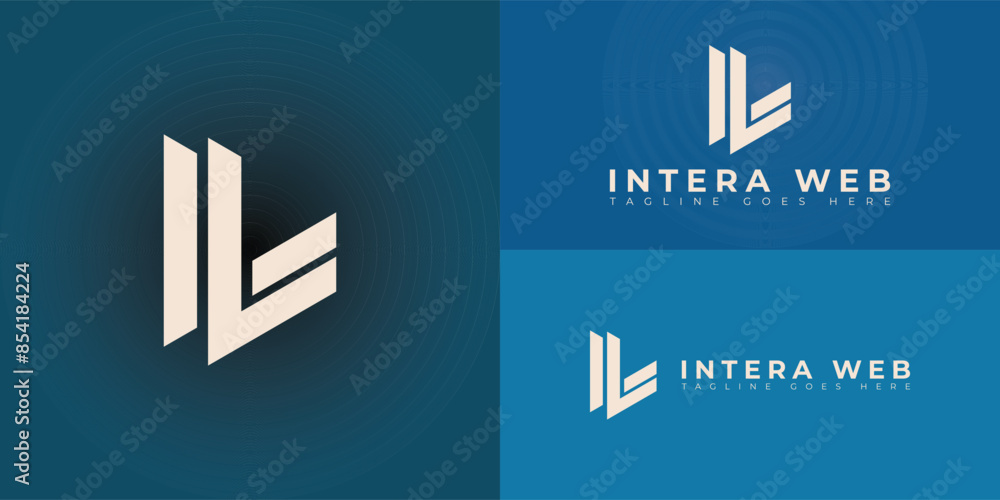 Poster abstract initial letters iw or wi logo in soft gold color isolated on multiple background colors. th