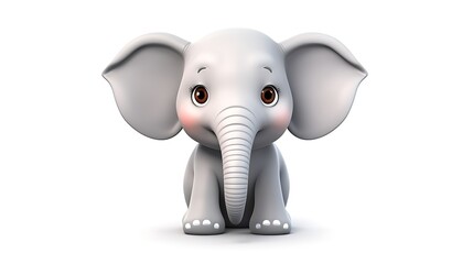Obraz premium This is a cute and adorable 3D rendering of an elephant. It has big ears, a long trunk, and a friendly smile.
