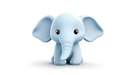 Obraz premium This is a cute and cuddly 3D rendering of a blue elephant. It is sitting on a white background and looking at the camera with its big, round eyes.