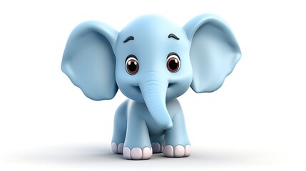 This is a cute and cuddly 3D rendering of a blue elephant. It has big floppy ears and a long trunk.