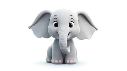 Obraz premium This is a cute and adorable 3D rendering of an elephant. It has big ears and a long trunk.