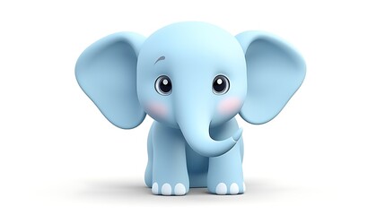 Fototapeta premium This is a cute and cuddly blue elephant. It is sitting down with its trunk curled up in front of it.