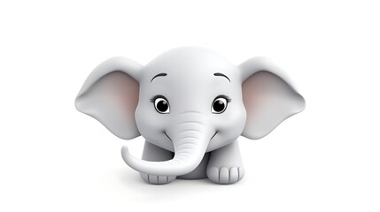 This is a cute and adorable 3D rendering of an elephant. It has big floppy ears and a long trunk.