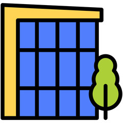 building filled line icon