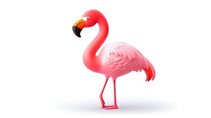 Fototapeta premium This is a 3D rendering of a pink flamingo. It has a long, curved neck and a large, pointed beak.
