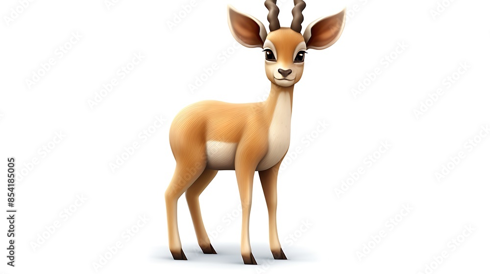 Poster this image is of a cartoon gazelle. it is standing on a white background and looking at the viewer. 
