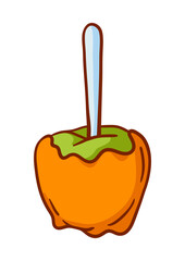 Caramel apple illustration. Delicious autumn healthy sweets.