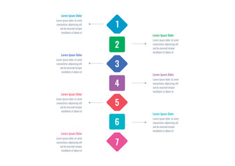 Colorful squares infographic template. Infographic template for industry, education, business and science. Magazine, annual report information template. seven steps information template.