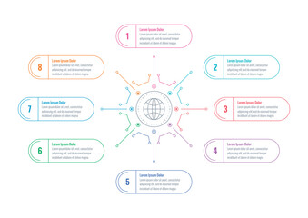 industry wheel infographic template. Infographic template for industry, education, business and science. Magazine, annual report information template. eight steps information template