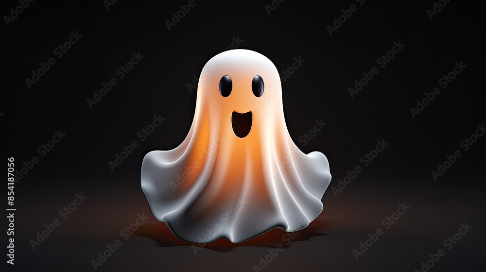 Poster a cute and friendly ghost is floating in the air. the ghost has a happy expression on its face and i