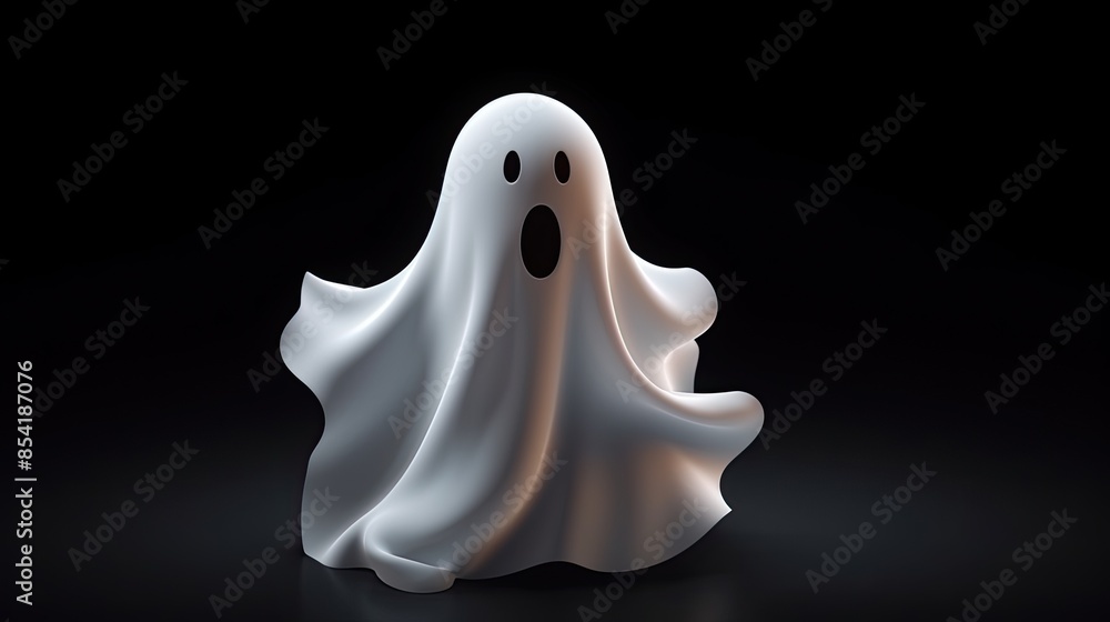 Poster a cute and friendly ghost is floating in the air. it has a surprised expression on its face and is l