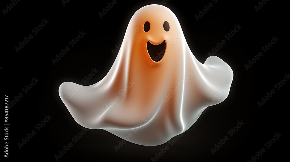 Poster a cute and friendly ghost is floating in the air. it has a happy expression on its face and is looki