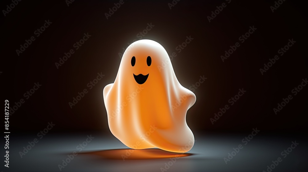 Poster a cute and friendly ghost is floating in the air. it has a happy expression on its face.