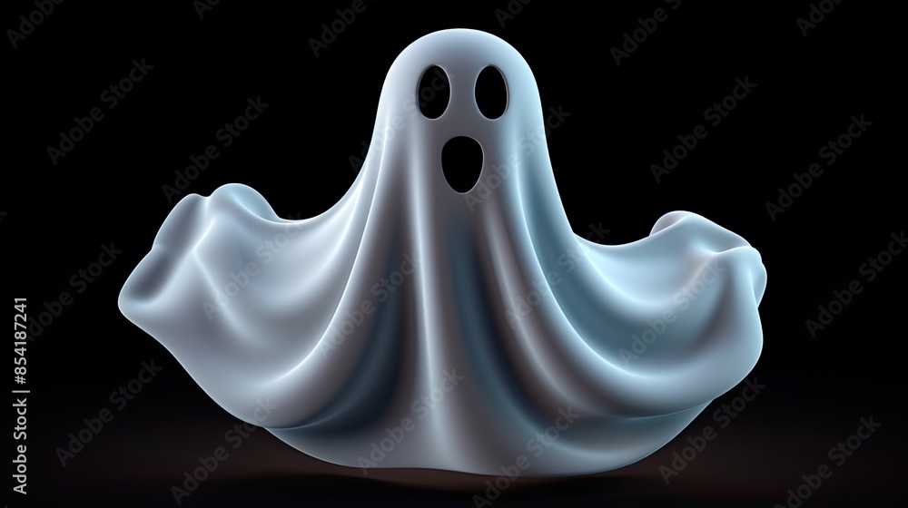 Aufkleber a 3d rendering of a ghost. the ghost is white and has a surprised expression on its face. it is look