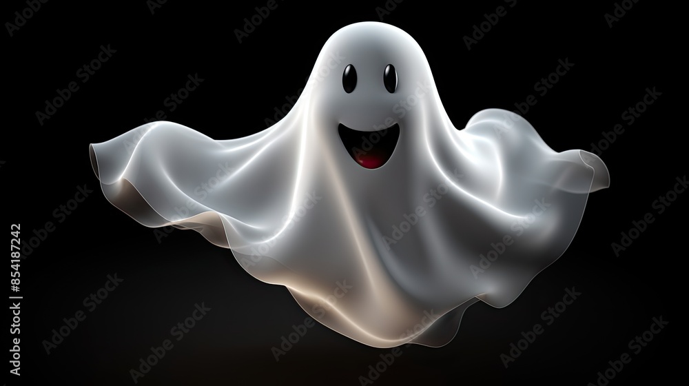 Poster a cute and friendly ghost is floating in the air. it has a happy expression on its face and is looki