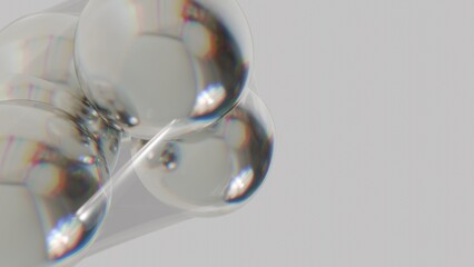 Soft Glowing Spheres Cluster with Gentle Reflections