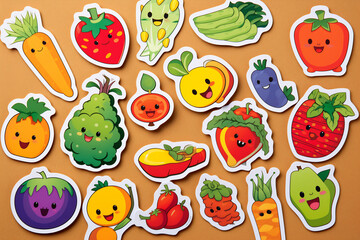 Cheerful Vegetable Sticker Set