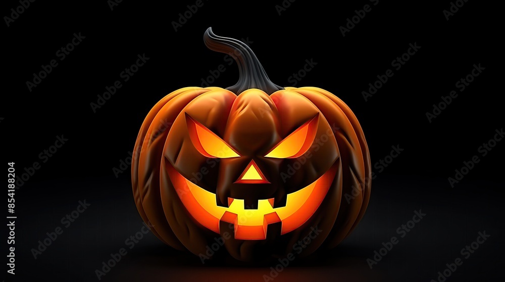 Aufkleber this is a 3d rendering of a jack-o'-lantern. it has a carved face with a smile and two teeth. it's l