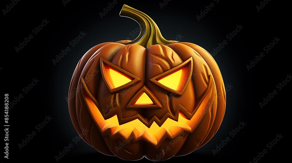 Aufkleber this is a 3d rendering of a jack-o-lantern. it has a carved face with a smile and two teeth. it's li