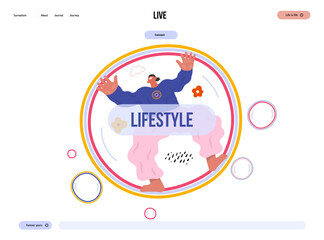Naklejka premium Life Unframed: Bubble -modern flat vector concept illustration of a man flying in the giant bubble. Metaphor of unpredictability, imagination, whimsy, cycle of existence, play, growth and discovery