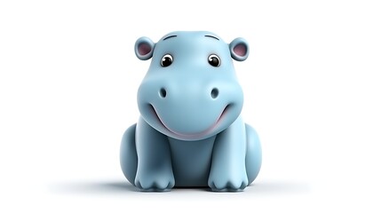 Fototapeta premium Cute blue hippo toy isolated on white background. 3D illustration.