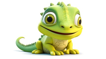 Fototapeta premium Cute and colorful 3D rendering of a baby iguana.