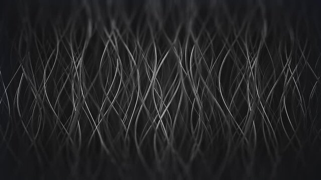 Dark Strange Background. Mystic Metal Wavy Rods in the Dark. Looped video.
