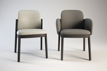There are two chairs that are sitting next to each other hasil render 3D.