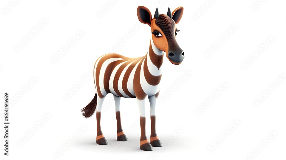 Aufkleber this image shows a cute zebra with big eyes and a friendly expression. the zebra is standing on a wh