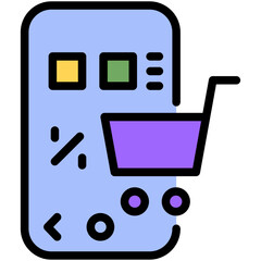 mobile ecommerce filled line icon